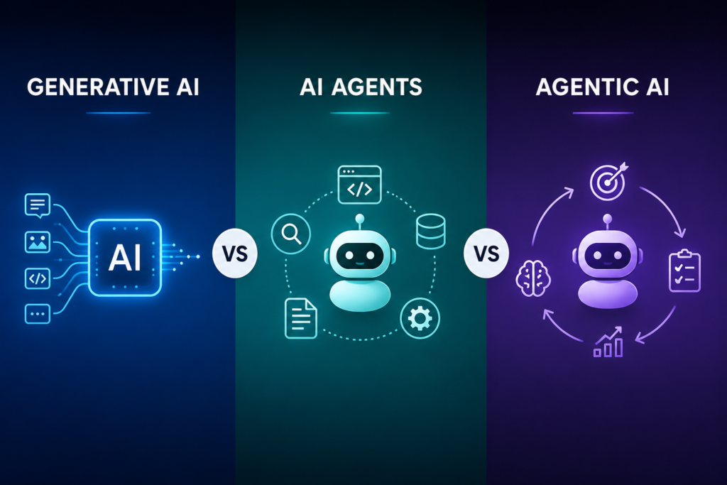 Generative AI vs AI Agents vs Agentic AI