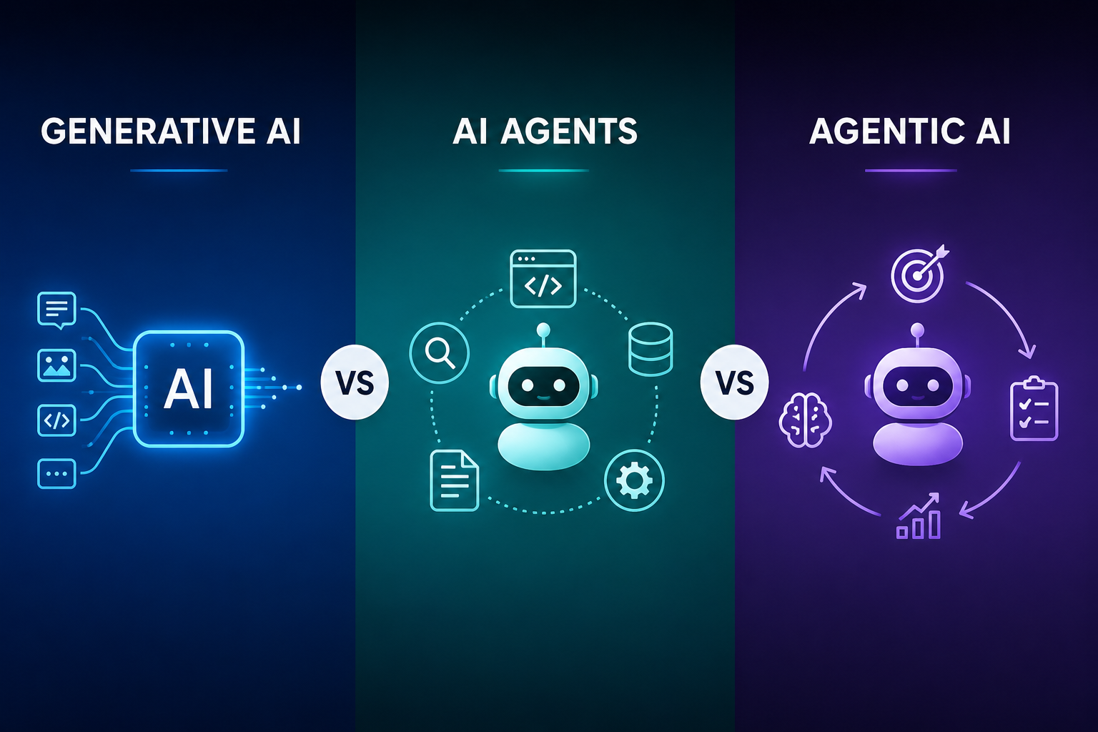Generative AI vs AI Agents vs Agentic AI